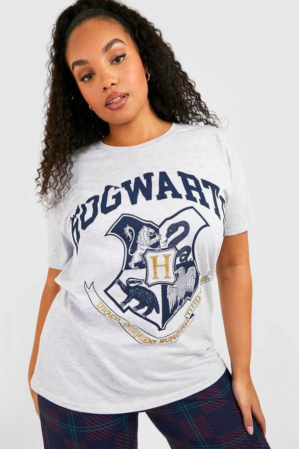 boohoo Plus Harry Potter Zweinstein Pyjama Set Met Broek, Grey Marl