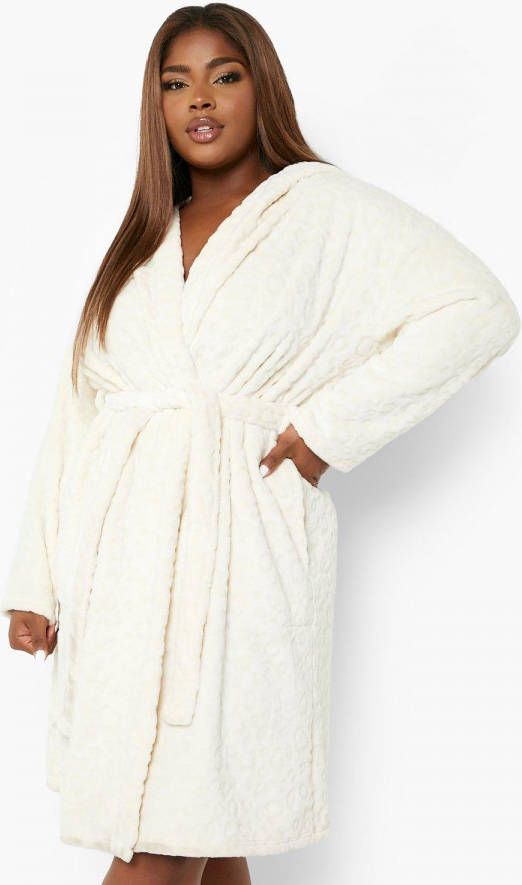 boohoo Plus Luipaardprint Ochtendjas, White