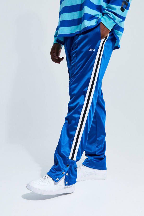 boohoo Plus Official Tricot Joggingbroek Met Zijstreep En Drukknoopjes, Dark Blue