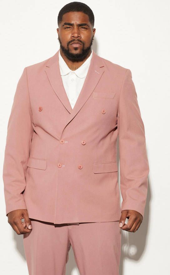 boohoo Plus Slim Fit Colbert Met Dubbele Knopen, Light Pink