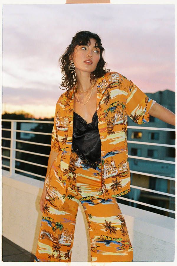 boohoo Resort Blouse Met Tropische Print, Orange