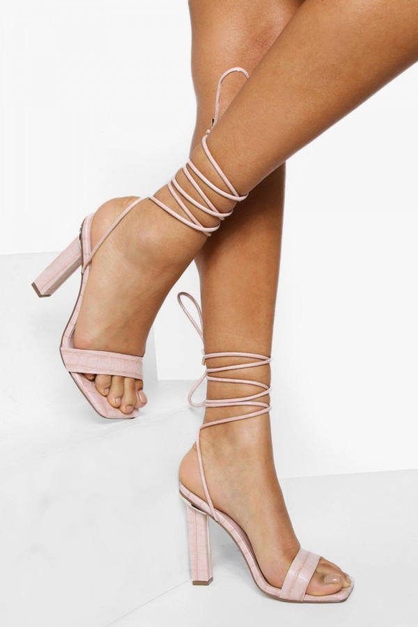 boohoo Sandalen Met Hoge Blokhakken, Baby Pink