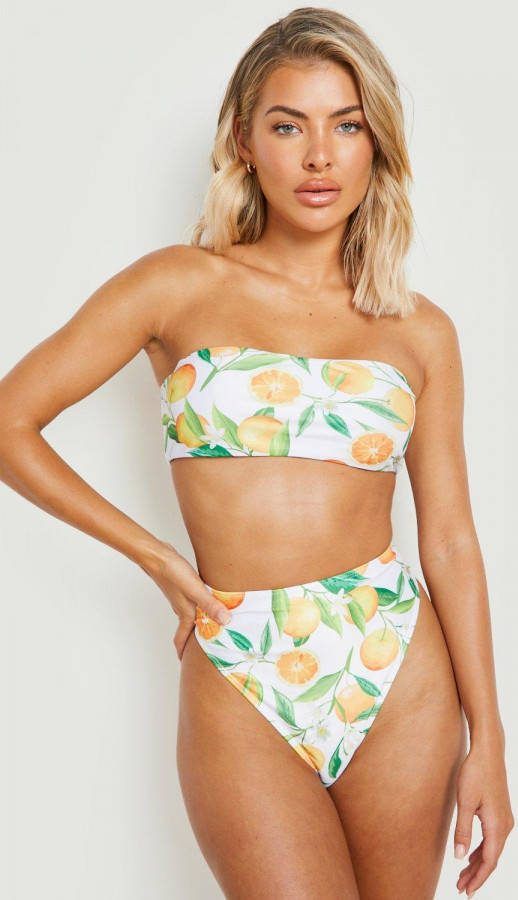 boohoo Sinaasappel High Waist Bikini Broekje, White
