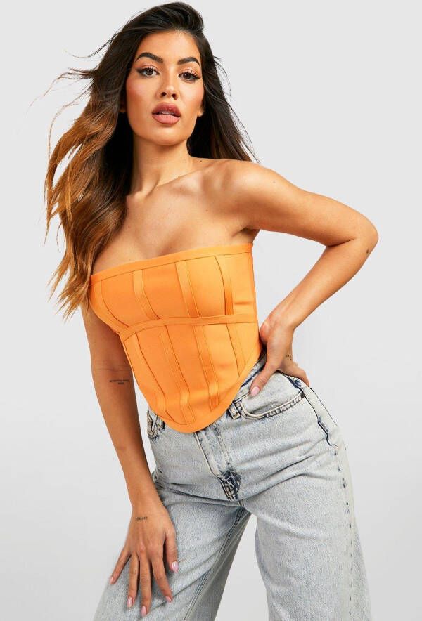 boohoo Strakke Bandeau Top, Orange