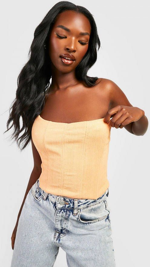 boohoo Strapless Korset Top, Orange