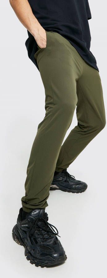 boohoo Stretch Slim Fit Tech Broek Met Taille Band, Khaki