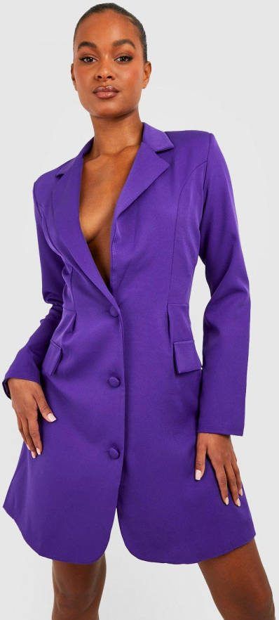 boohoo Tall Blazer Jurk Met Geplooide Taille, Purple