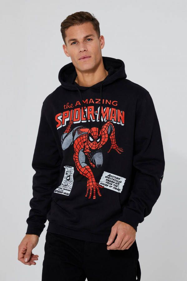 boohoo Tall Gelicenseerde Spiderman Hoodie, Black