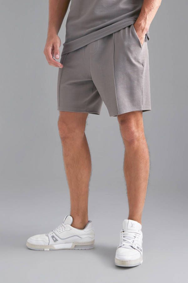 boohoo Tall Jersey Shorts Met Textuur, Taupe
