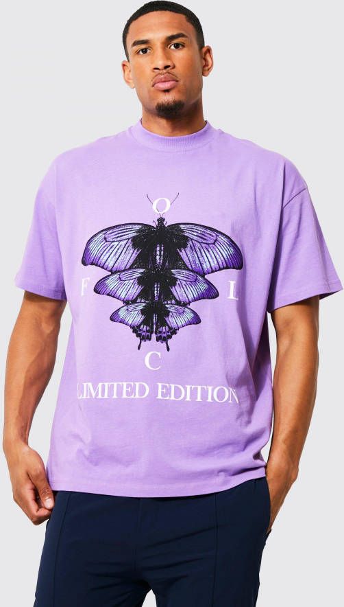 boohoo Tall Oversized Official Vlinder T Shirt, Purple