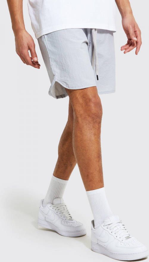 boohoo Tall Soft Shell Shorts Met Split En Touwtjes, Light Grey