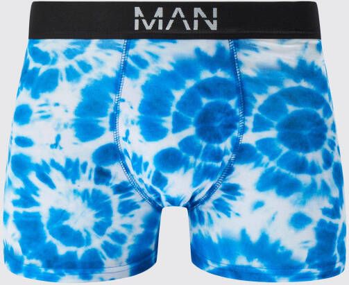 boohoo Tie Dye Boxers Met Print, Blue