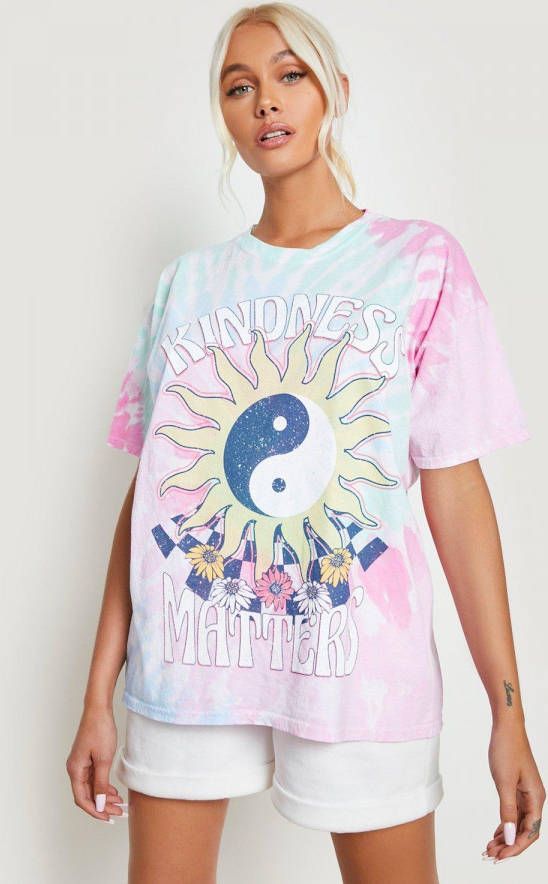 boohoo Tie Dye Kindness T Shirt, Multi