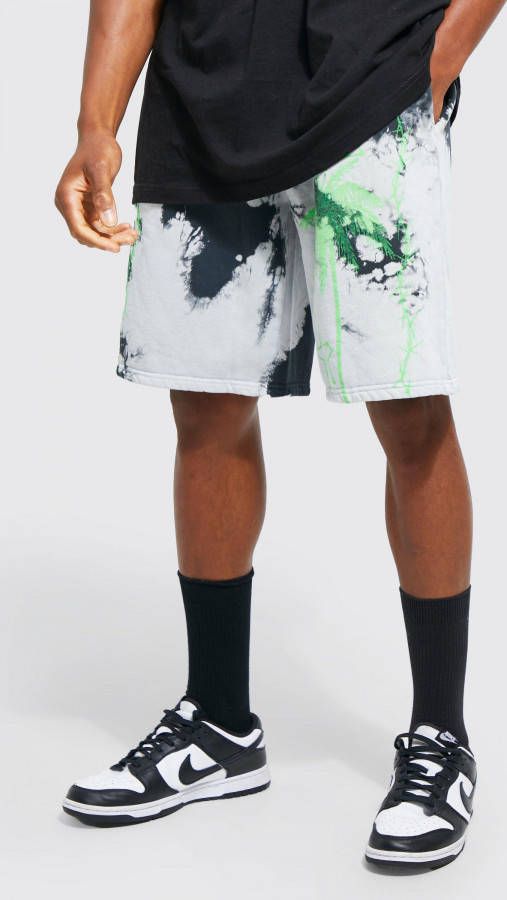 boohoo Tie Dye Regular Fit Palmboom Print Shorts, Multi