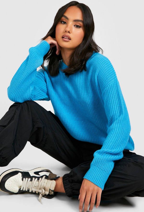 boohoo Trui Met Crewneck, Turquoise