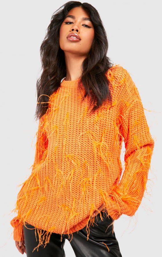 boohoo Trui Met Veren, Orange
