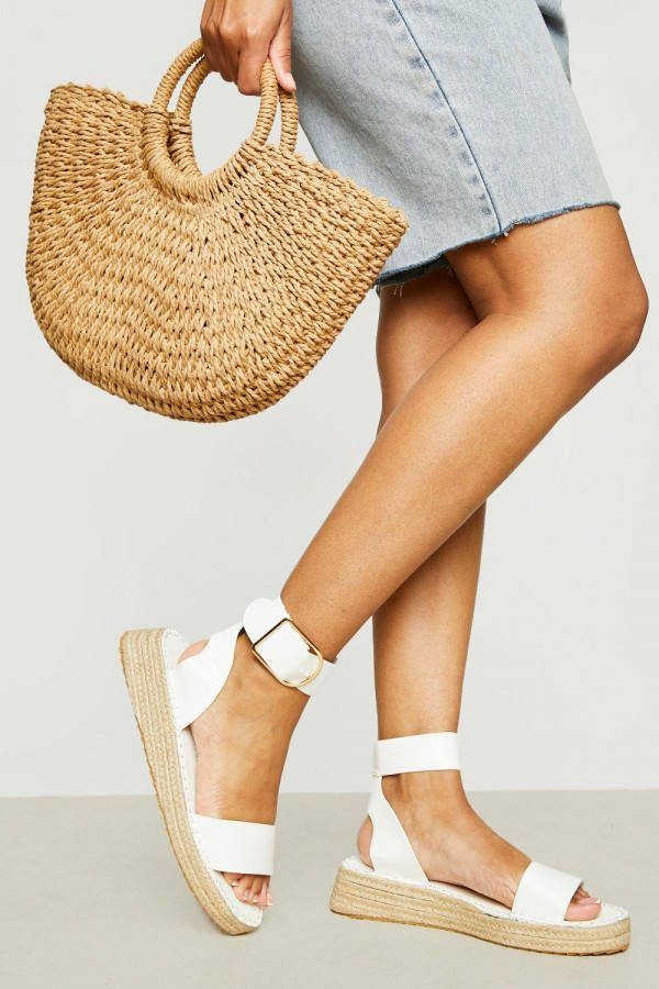 boohoo Tweedelige Plateauzolen Met Gesp Detail, White