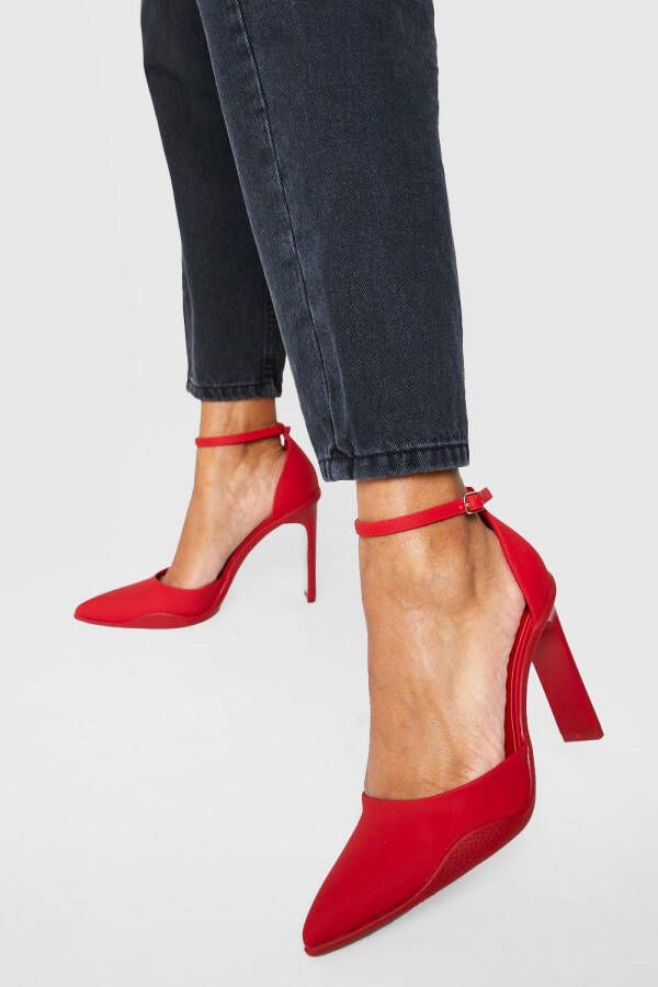 boohoo Tweedelige Pumps Met Platte Hak, Red
