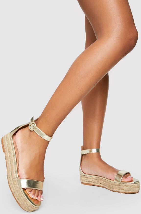 boohoo Tweedelige Sandalen Met Gesp En Plateauzool, Gold