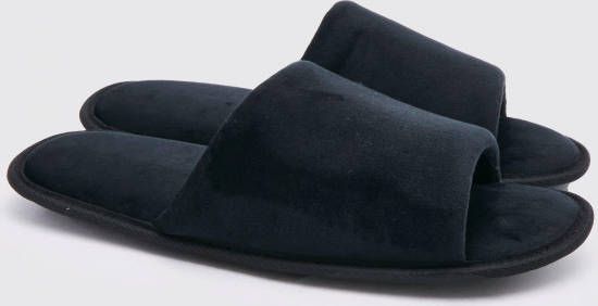 boohoo Velours Sloffen Met Open Tenen, Black