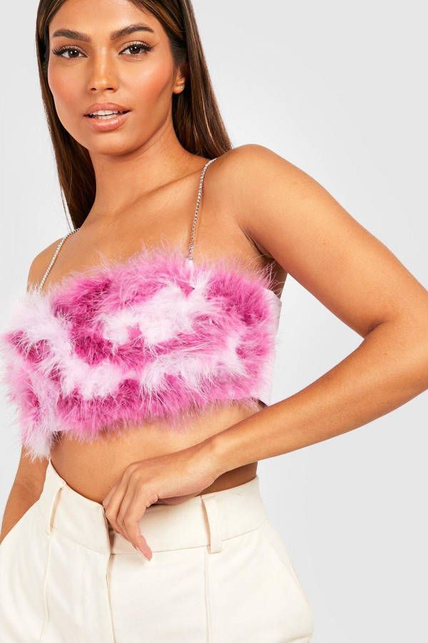 boohoo Veren Bandeau Top Met Steentjes En Bandjes, Purple
