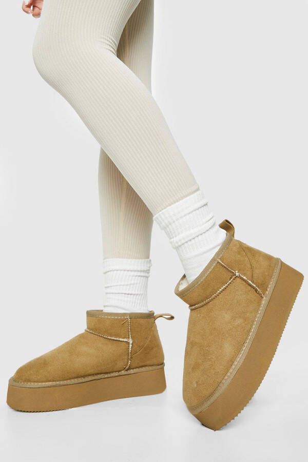 boohoo Warme Laarzen Met Plateauzool, Olive