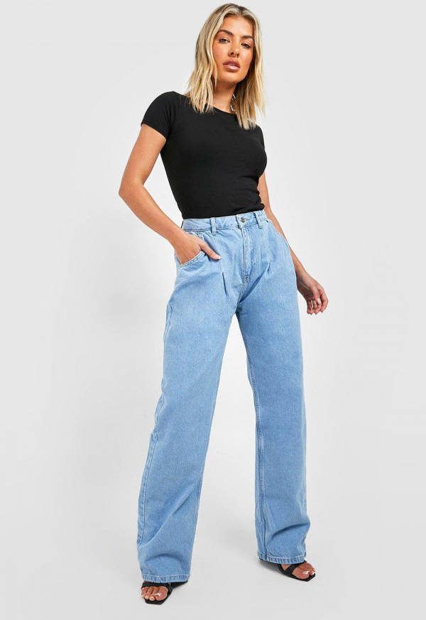boohoo Washin' Out For You Wide Leg Jeans, Light Blue