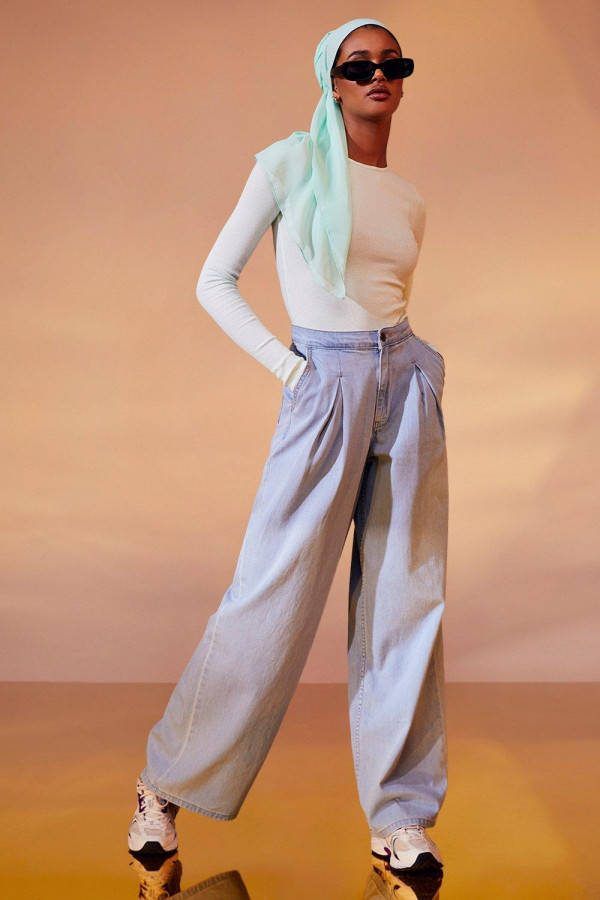 boohoo Wide Leg Spijkerbroek Met Hoge Taille, Light Blue