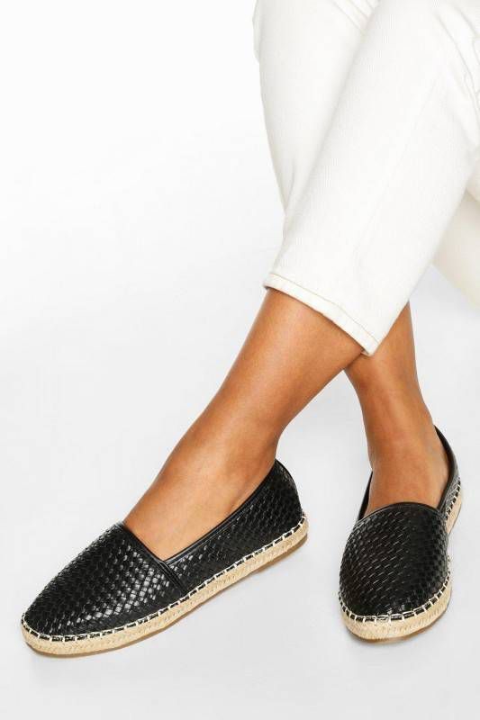 boohoo Geweven Espadrilles, Zwart