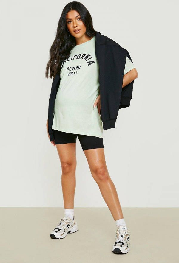 boohoo Zwangerschap California T Shirt, Mint