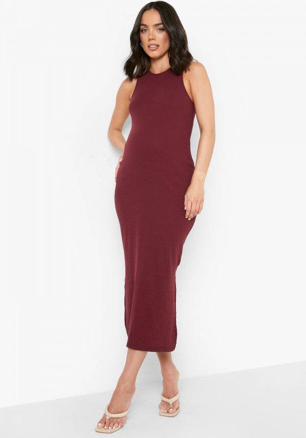 boohoo Zwangerschap Midaxi Jurk Met Zijsplit, Plum
