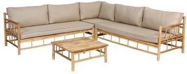 Exotan Bamboo Hoek Loungeset Hoek Loungebank + Koffietafel Incl. Kussens