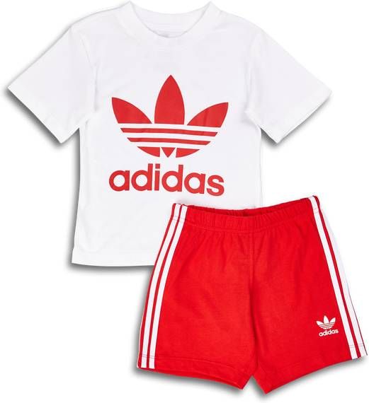 adidas Originals Trefoil Short en T shirt Set White/Vivid Red Kind