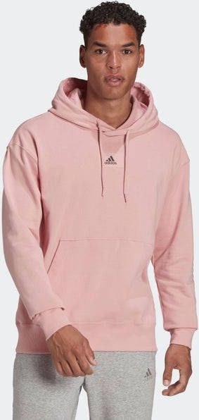 adidas essentials feelvivid cotton french terry drop shoulder trui roze heren