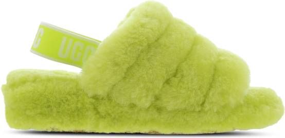 Ugg Fluff Yeah Logo Slide voor Dames in Key Lime,| Shearling