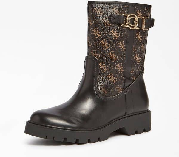 Guess Enkellaarsje Radlyn Echt Leer Logo