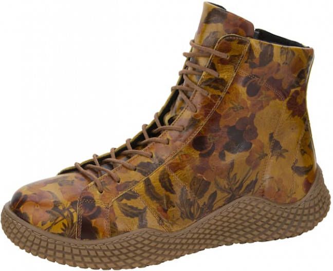 Naturläufer Hoge veterschoen met praktische rits aan de binnenkant Okergeel