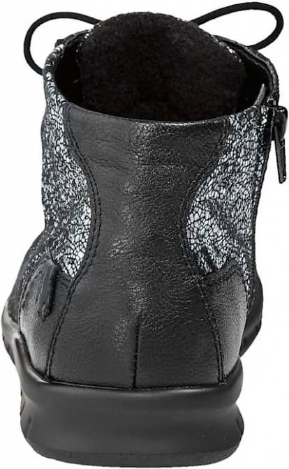 Waldläufer Hoge veterschoen Extra breed model Zwart