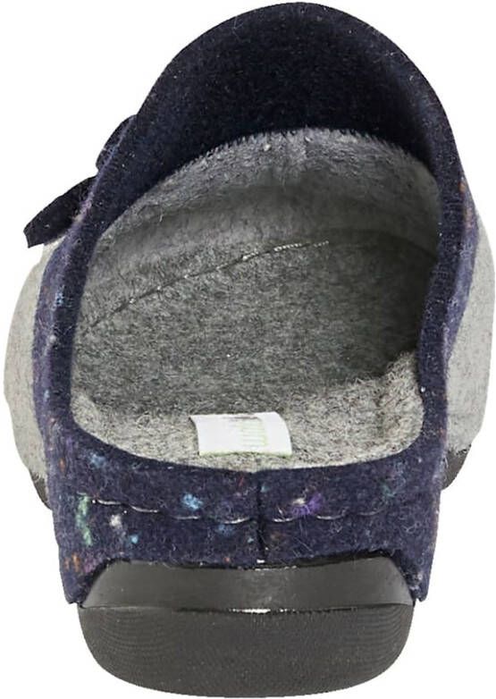 Waldläufer Pantoffel met prachtige bloemenapplicatie Blauw