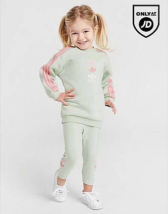 adidas Originals Girls' Repeat Trefoil Crew/Leggings Set Infant Green Kind