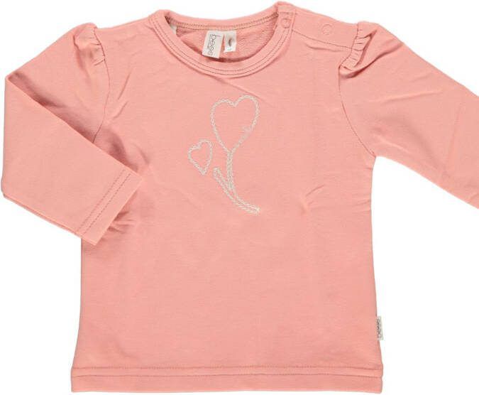 Bess ! Meisjes Shirt Lange Mouw -- Roze Katoen/elasthan