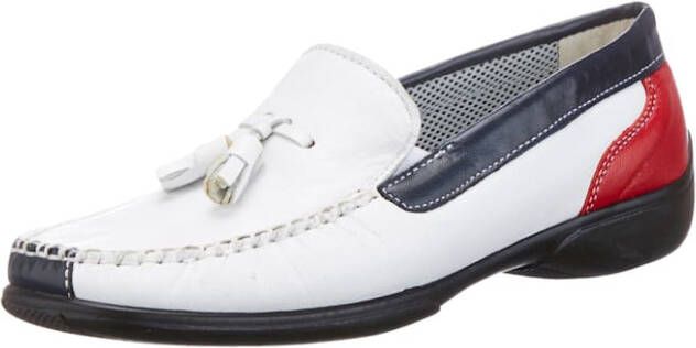 Naturläufer Mocassin met karakteristieke mocassinnaad Wit/Rood/Blauw