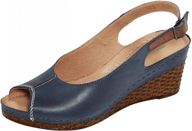 Naturläufer Sling met trendy hak in gevlochten look Donkerblauw