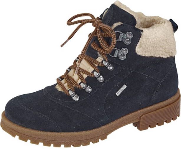 Waldläufer Hoge veterschoen in TEX uitvoering Donkerblauw
