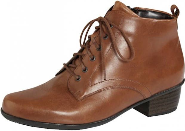 Waldläufer Hoge veterschoen met zacht gepolsterde rand Cognac