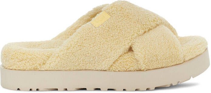 UGG Pantoffels FUZZ SUGAR TERRY CROSS SLIDE met wollen voering