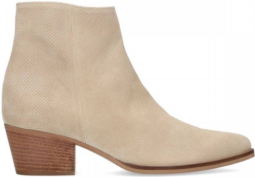 Manfield Beige enkellaarsjes met hak