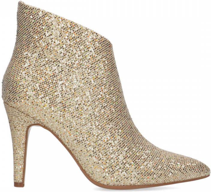 Manfield Beige glitter enkellaarsjes met hak