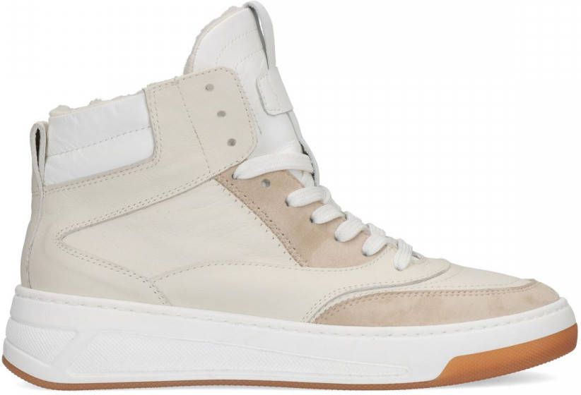 Manfield Beige hoge sneakers met bont