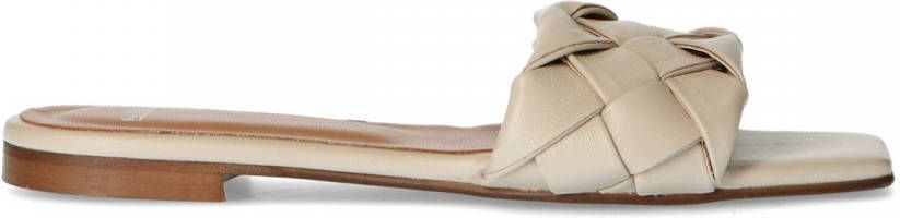 Manfield Beige muiltjes met gevlochten detail